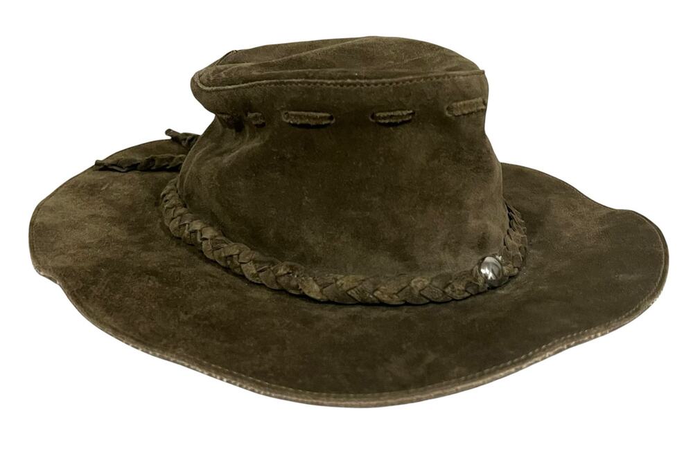 Banana Republic Vintage Suede Outback Hat Safari Braided Band Mens Sz M/L